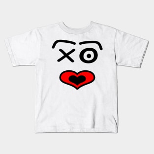 Funny love face -  black and red. Kids T-Shirt